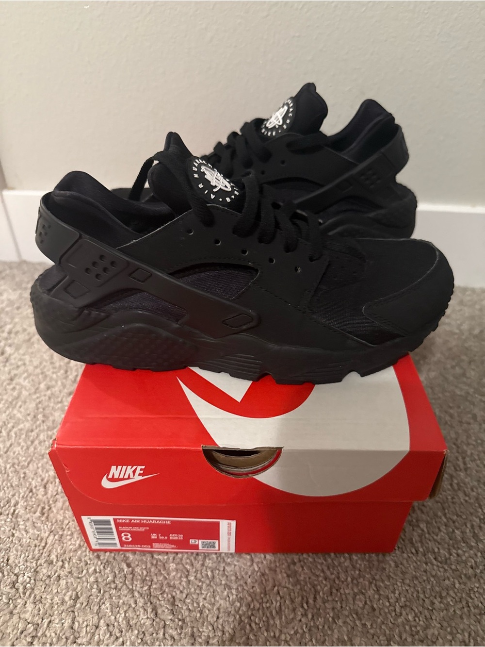 Nike Black Huarache-Style Athletic Sneakers